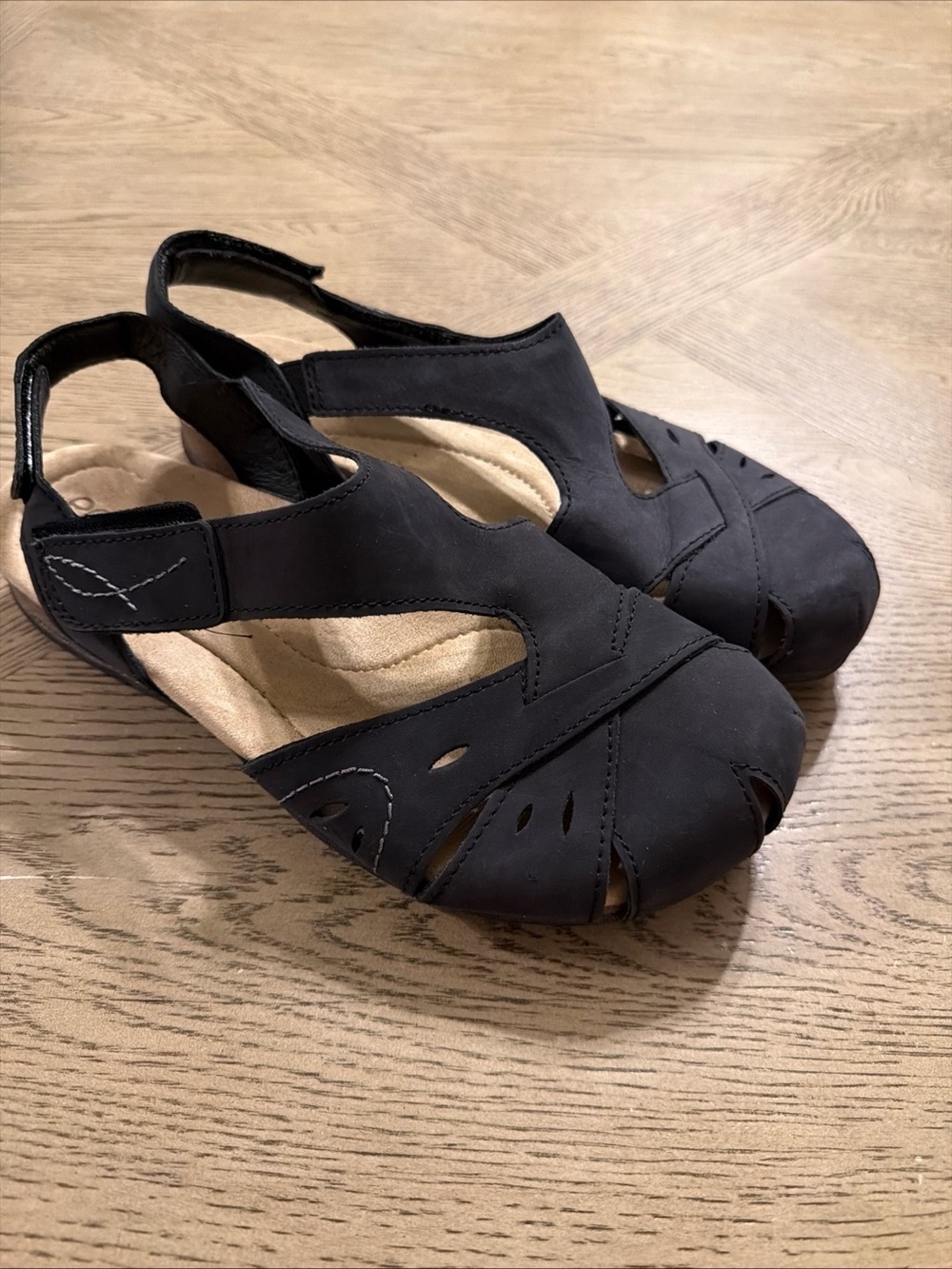 Earth Origins Birdine Women Leather Casual Clog Sandals Shoes Black Size 8.5